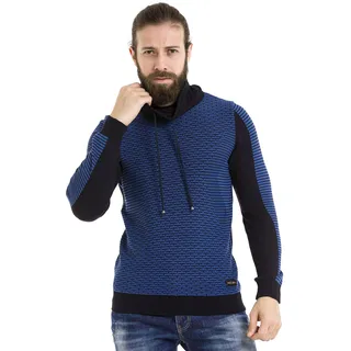 Cipo & Baxx Herren Strickpullover Sweater Muster Schalkragen Pulli CP264 Dunkelblau XL - XL