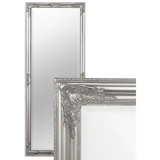 LebensWohnArt Wandspiegel Eleganter Barock Spiegel BESSA 180x60cm silber-antik Holzrahmen