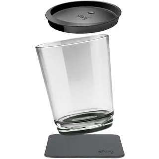 silwy® Magnet-Trinkbecher in der Farbe Pearl Grey inkl. einem auslaufsicherem Deckel und einem Metall-Nano-Gel-Pad für standsicheres Platzierung und Transportieren - perfekt für Camping und Boating