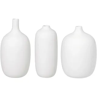 blomus 3er Set Vase -CEOLA- Blumenvase aus Keramik Weiß