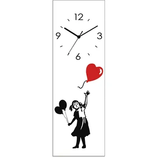 ARTland Glasuhr Silhouette Mädchen Ballon Herz 20,0 cm Quarz schwarz