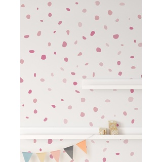 QuoteMyWall 150 rosa pastellfarbene Wandaufkleber, gepunktet, für Mädchenzimmer, Rouge, Wandbilder, entfernbar, Vinyl, Wanddekoration, Punkte, Dalmatiner-Druck