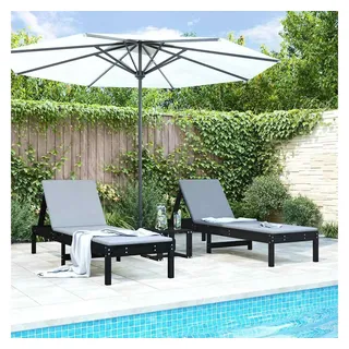vidaXL Sonnenliegen 2 Stk. Schwarz 199,5x60x74 cm Massivholz Kiefer