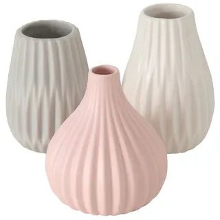 Boltze Vase Wilma H14 cm Ø 8cm Steingut grau/rosa/weiß 3er-Set