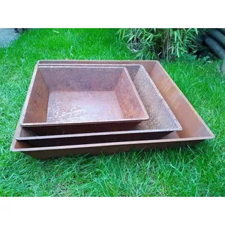 Zen Man Edelrost Viereck Feuerschale Garten Pflanzschale Kerz-Feuerschale 029050 (D40 H10cm)