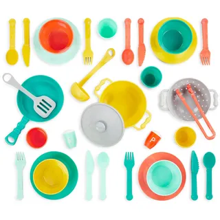 B. toys Mini Chef Küchenset – Zubehör für die Spielküche | 33-teiliges Küchenzubehör mit Kochgeschirr, Geschirr, Besteck und Utensilien für Rollenspiele, Komplettes Küchenset, 3+ Jahre