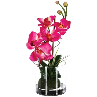 Künstliche Orchideen Komposition Glasvase H37cm - Rosa