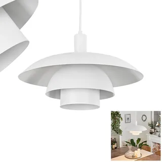 HOFSTEIN Hängeleuchte Sundet, 1-flammige Hängelampe aus Metall in Weiß, moderne Leuchte im skandinavischen Design, Ø 38 cm, max. 114,5 cm, E27, Esszimmer, Küche, Wohnzimmer