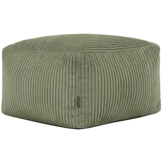 I.C.O.N. Icon Amara Hocker, Salbeigrün, Flauschiger Sitzsack Cord, Sitzpuff, Pouf Hocker mit Füllung, Fußhocker für das Wohnzimmer