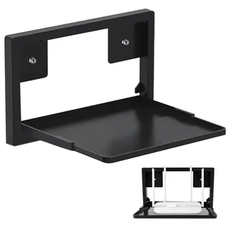 Router Wandhalterung, Faltbar Router Regal Wand, Kleine Projektor Wandregal, Universelle Wandhalterung für Routers/TV-Box/Hi-Fi Receiver/Spielkonsolen (28x22cm, Schwarz)