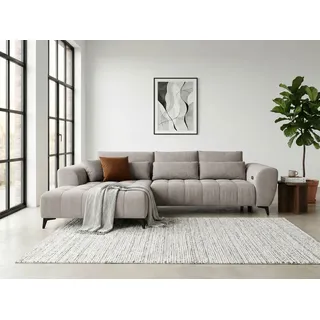 werk2 Ecksofa WERK2 "Garay, XXL-Liegefläche: elektrisch ausziehbar auf ca. 228×126 cm", beige, B:287cm H:64cm T:220cm, 92% Polyester, 8% Nylon, Sofas, Ecksofa, Luxus in Übergröße: XXL-Liegefläche, Komfort-Ottomane & stilvolle Füße