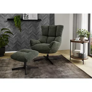 Jockenhöfer Relaxsessel Melania Webstoff 73 x 94 x 81 cm Grün mit Hocker