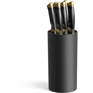 Messerblock Ohne Messer für Küche, Universal Schwarz mit Flexiblen Lamellen, Leer für 4-10 Messer Aller Art, 23 x 11 x 11 cm