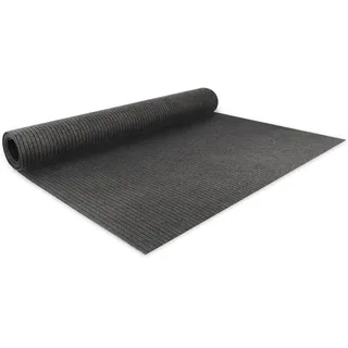 Floordirekt Nadelfilz Bodenbelag Atlas 200 x 400 cm, Anthrazit - Meterware - pflegeleichter Gewerbe Teppichboden - schalldämmend, rutschhemmend - Teppich Läufer - Büro Messe