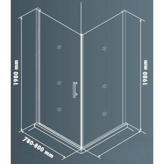 TrendLine Pivot-Duschtür mit Seitenwand Easy-6 80 x 80 cm Klarglas