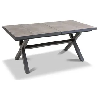 Gartentisch ausziehbar Luna 204/264 x 100 cm Keramik Grau Anthrazit