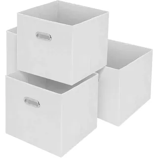 Trintion 4er Set Aufbewahrungsbox Faltbox 32 x 32 x 32 cm Faltbare Aufbewahrungskiste Stoff Faltkiste mit Fingerloch Spielzeug Box für Kallax Regale oder Raumteiler (Weiß)