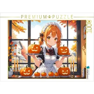 CALVENDO Puzzle Anime Halloween Maid mit Kürbissen im Café 1000 Teile Lege-Größe 64x48cm Foto-Puzzle für glückliche Stunden