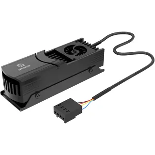 Akasa Gecko Pro LX, M.2 NVMe PCIe 5.0, Aluminium High-Speed Built-in Fan Heatsink Cooler, Support 2280 SSDs, Up to 12,000 RPM & 12V, Low-profile, 2 Thermal Pad Included, Black, A-M2HS04-BK