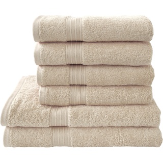 Handtuch Set DYCKHOFF "Siena" Handtuch-Sets Gr. 6 tlg., beige (champagner) Handtücher Badetücher Handtuchset in tollen Unifarben