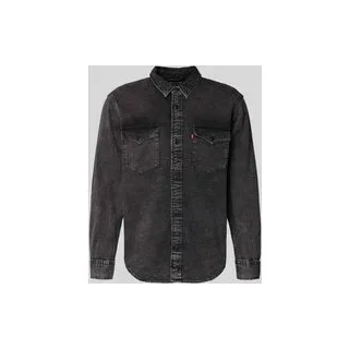 Relaxed Fit Jeanshemd mit Brusttaschen Modell 'WESTERN', Black, L