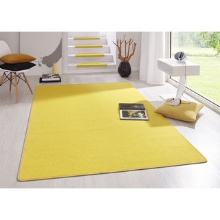 Hanse Home Indoor Teppich Fancy – Wohnzimmerteppich einfarbig Modern Velours Teppich für Esszimmer, Wohnzimmer, Kinderzimmer, Flur, Schlafzimmer, Küche – Gelb, 160x240cm