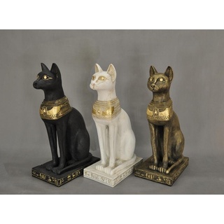 JVmoebel Skulptur Design Ägyptische Katze Figur Statue Skulptur Figuren Deko Neu P2880 goldfarben