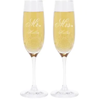 Leonardo 2 Sektgläser zur Hochzeit mit Gratis Mr. & Mrs. Gravur