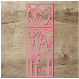 Namofactur Wanddekoobjekt XXL Bambus Holz Wanddeko (3 St., 3-teilig), Wandbild 'Bambus' aus Holz, Wandgestaltung für dein zuhause rosa