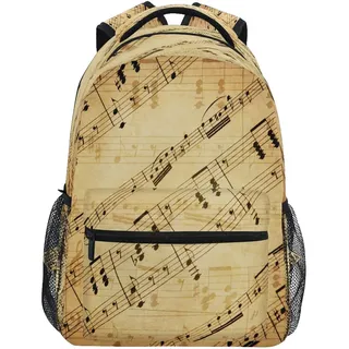 GIGIJY Rucksack im Vintage-Design mit Musiknoten-Motiv, für Schule, Bücher, Reisen, Freizeit, Tagesrucksack für Kinder, Mädchen, Jungen, Herren, Damen