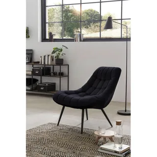 SalesFever Relaxsessel Toulon Samt 76 x 85,6 x 85,6 cm Schwarz mit Kissen