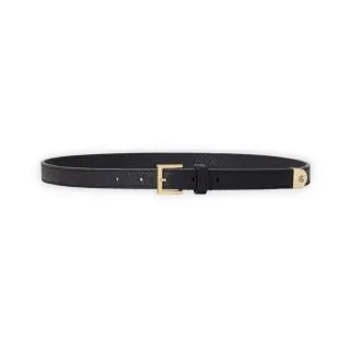 Lauren Ralph Lauren für Damen. 412912036002 Schmaler Gürtel aus schwarzem genarbtem Leder (L), Lässig