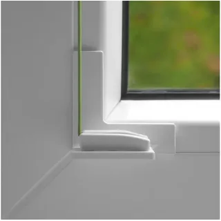 dekohaken24.de Klebeträger Glasleisten-Klebeplatte mit Klemmscuh / Spannschuh, für Kunststofffenster oder andere glatte, tragfähige Oberflächen, Klebehalter,Klebepad,Montage von Plissees ohne Bohren am Fensterrahmen weiß