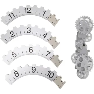 Haofy Hängende Zahnrad Uhr, Mechanische 3D-Drehstunden-Rad-Wanduhr für Home-Office-Dekor (Silver)