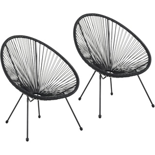 Albatros Acapulco Stuhl 2er Set schwarz Gartenstuhl oder Balkon-Sessel im Ikonischen Design Ergonomisch & bis 120 kg belastbar - Lounge Sessel Outdoor