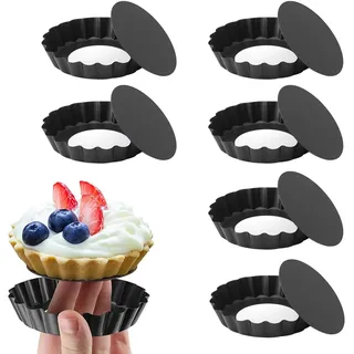 Hinapan 6 Stück Tarteform mit Hebeboden, 3 Zoll Tarteformen mit Abnehmbarem Boden, Karbonstahl Backformen für Mini-Törtchen, Hausgebrauch Backform, für Zuhause, Restaurant