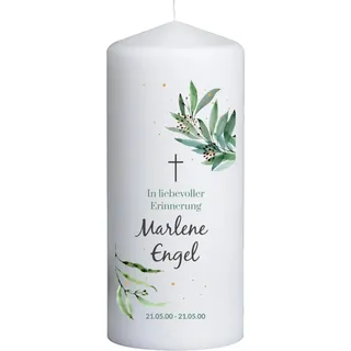 Trauerkerze im Design "Soft Greenery" - Andachtsvolle Kerzen einfach online bei wunderkarten gestalten und bestellen