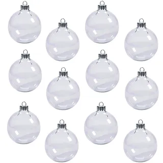 12 Stück transparente Kunststoffkugeln, befüllbar, 6,9 cm, Weihnachtskugeln für Weihnachten, Halloween, Geburtstag, Hochzeitsdekoration, DIY Handwerk Dekorationen (60 mm)