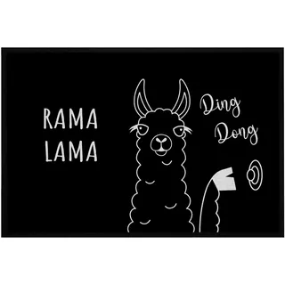 OM3® lustige Fußmatte mit Spruch - Rama Lama Ding Dong Alpaka - für Innen - rutschfest & waschbar - 60x40cm -
