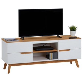 IDIMEX Lowboard TIBOR, Lowboard TV Hifi Möbel Fernsehschrank skandinavisch Kiefer massiv weiß weiß