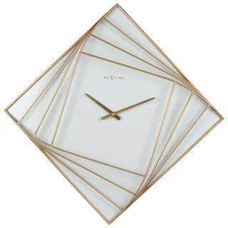 NeXtime Wanduhr, quadratisch, quadratisch, 85 x 85 cm, Metall, Gold/Weiß