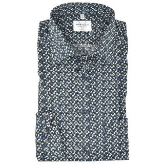 MARVELIS Businesshemd Businesshemd - Modern Fit - Langarm - Muster - Dunkelblau mit Muster blau