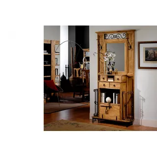 Große Mexico Garderobe - mit Spiegel - Schmiedeeisen - Pinie Massivholz - Landhausstil - mexikanisch