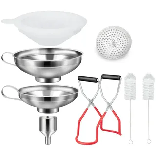 AFKSMILE Trichter Edelstahl Trichterset 8-teilig mit Heber & Filter, spülmaschinenfest, (8-tlg), 3 Größen Küchentrichter Set für Marmelade, Einmachen, Öl, Gewürze