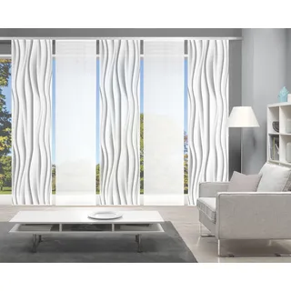 VISION S Schiebegardine VISION S "WELLO 5er SET" Gr. 1, grau, B:60cm H:260cm, Polyester, Gardinen, Bambus-Optik, Digital bedruckt