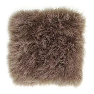 -LUXOR- living Sitzkissen, Schaffell echt, Lammfell, eckig 34 x 34 cm Taupe | 1 Kissen, Obermaterial 100% Wolle, Rückseite gegerbtes Leder, Sitzunterlage für Stühle und Bänke