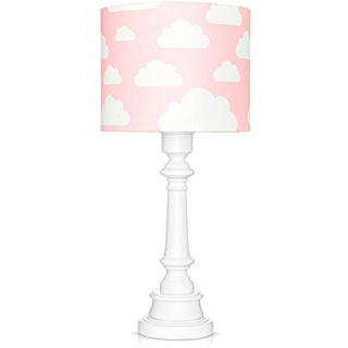 Lamps & Company Tischlampe Kinderzimmer, schön Wolken Lampe ideal als Nachtlicht Kinder und Nachtlicht Baby, Kinderzimmer Deko Mädchen und Jungen, Lampenschirm rosa Höhe 32 cm