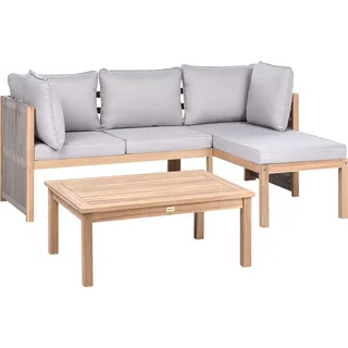 Beliani Lounge Set 3-Sitzer Ecksofa hellbraun/grau