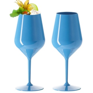 Doimoflair Weinglas DoimoFlair Weingläser aus Kunststoff bruchsicher Plastik blau