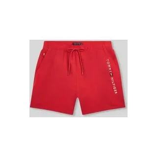 Badehose mit Label Print, Rot, S